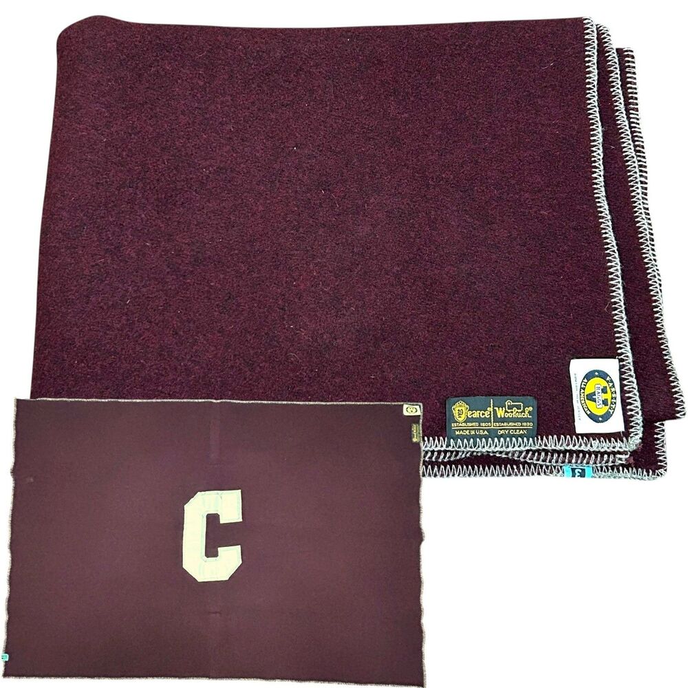 Vintage Pearce Woolrich Wool Blanket Stadium Camp Throw Varsity Maroon Carolina